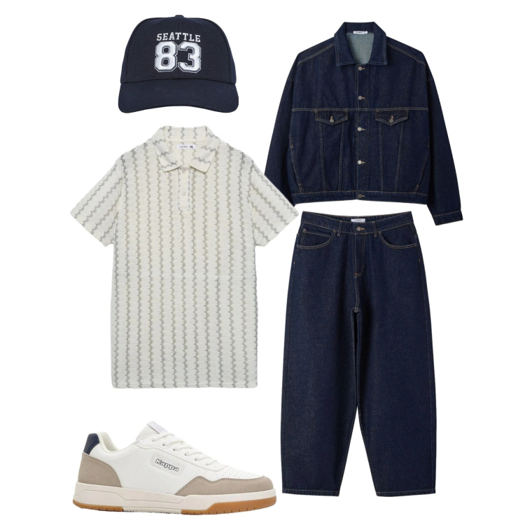 Outfit uomo - Polo versatile. Stile Urban per Tutti i giorni. Abbinamento con sneakers, cappelli, cappotti, jeans, polo.