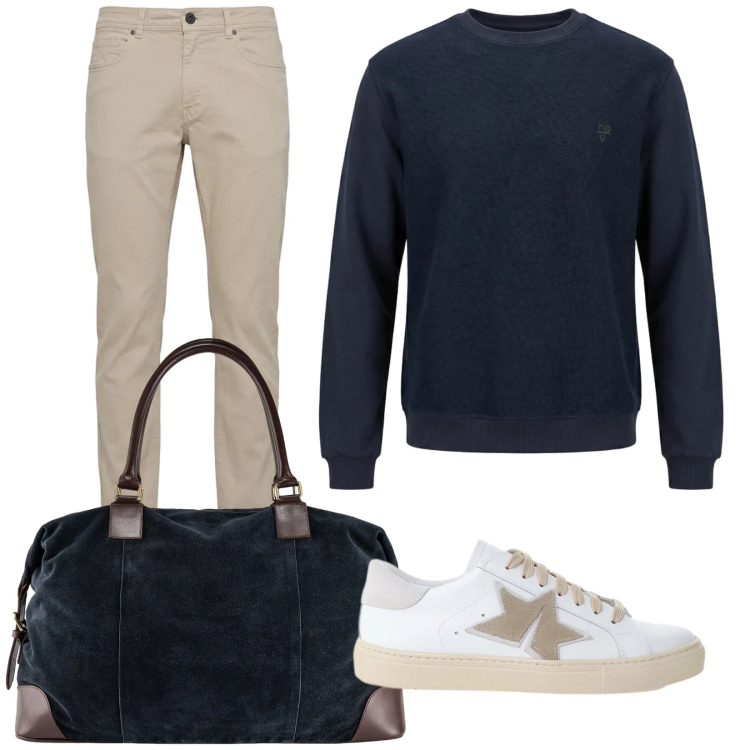 Outfit uomo - Total look #2398163. Stile Casual per Tutti i giorni. Abbinamento con felpe, pantaloni, sneakers, borse sportive.