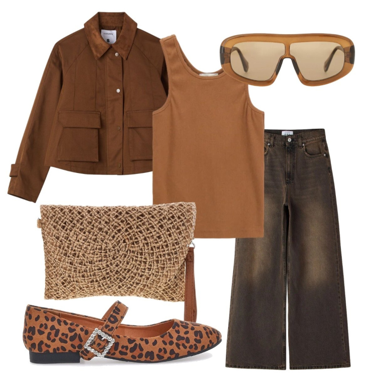 Outfit donna - Le ballerine maculate. Stile Trendy per Tutti i giorni. Abbinamento con jeans, cappotti, occhiali da sole, top, ballerine, borse a tracolla.