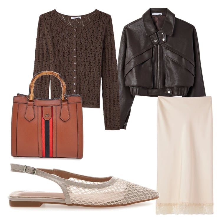 Outfit donna - Il ritorno delle ballerine. Stile Minimal per Scuola/Università. Abbinamento con cardigans, gonne longuette, bomber, borse a tracolla, ballerine.