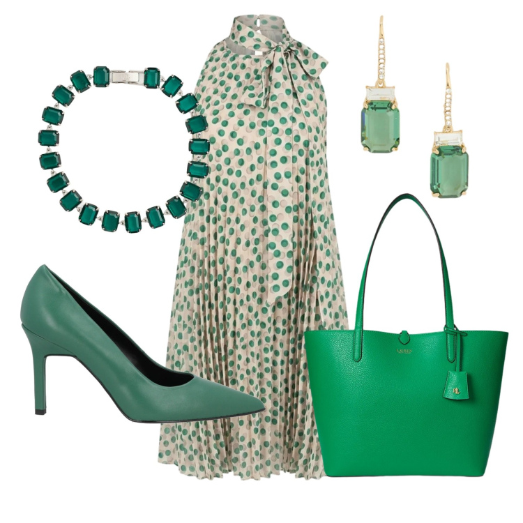 Outfit donna - Total look #2398213. Stile Chic per Cerimonia. Abbinamento con décolleté, vestiti corti, braccialetti, orecchini, borse tote.