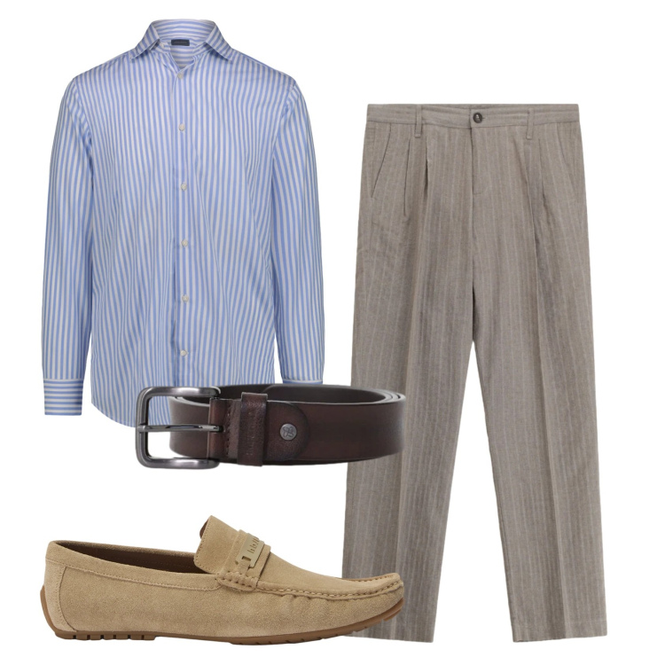 Outfit uomo - Total look #2398219. Stile Business/Elegante per Ufficio. Abbinamento con pantaloni, cinture, scarpe stringate, camicie.