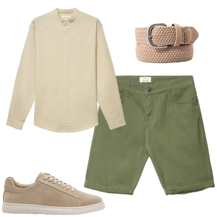 Outfit uomo - City. Stile Casual per Tutti i giorni. Abbinamento con sneakers, camicie, bermuda, cinture.