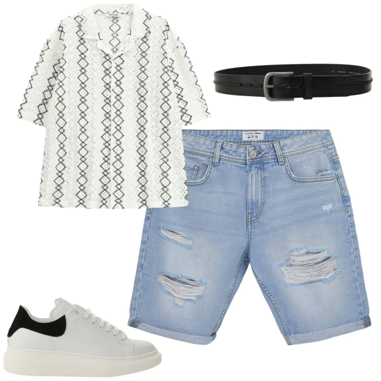 Outfit uomo - Maggio. Stile Casual per Tutti i giorni. Abbinamento con bermuda, sneakers, cinture, camicie a manica corta.