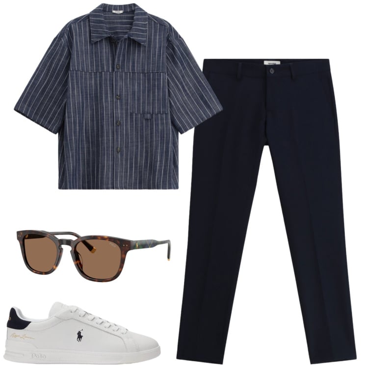 Outfit uomo - Total look #2398256. Stile Urban per Tutti i giorni. Abbinamento con pantaloni, camicie a manica corta, sneakers, occhiali da sole.
