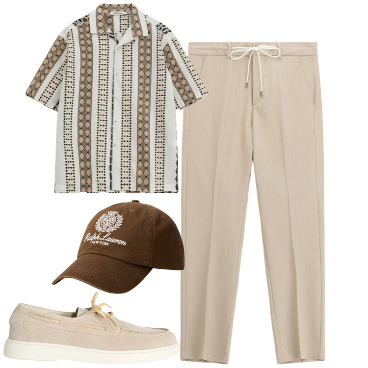 Outfit uomo - Total look #2398297. Stile Casual per Tutti i giorni. Abbinamento con pantaloni, camicie a manica corta, scarpe stringate, cappelli.