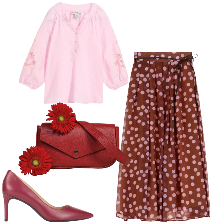 Outfit donna - City. Stile Urban per Tutti i giorni. Abbinamento con décolleté, tuniche, gonne lunghe, borse a tracolla.