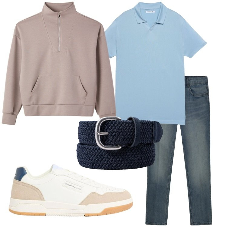 Outfit uomo - Polo protagonista. Stile Casual per Tutti i giorni. Abbinamento con sneakers, felpe, polo, cinture, jeans.