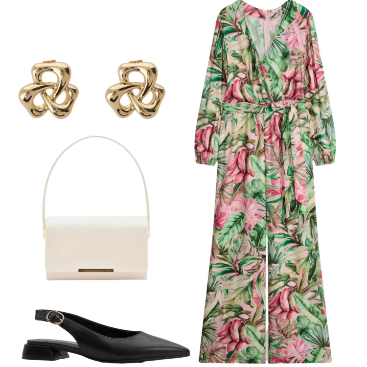Outfit donna - Total look #2398411. Stile Etnico per Serata fuori. Abbinamento con tute, ballerine, pochette, orecchini.