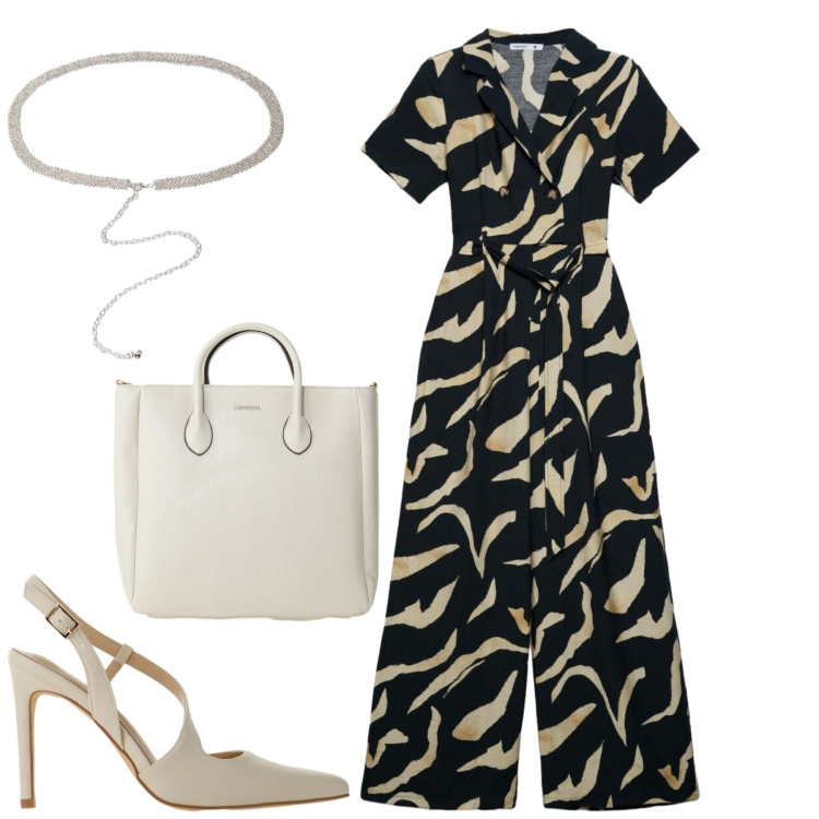 Outfit donna - Total look #2398418. Stile Chic per Cerimonia. Abbinamento con tute, décolleté, borse a tracolla, cinture.