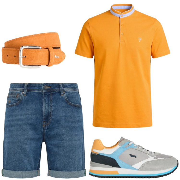 Outfit uomo - SerateNormaliSpeciali#estate. Stile Trendy per Serata speciale. Abbinamento con sneakers, cinture, polo, bermuda.
