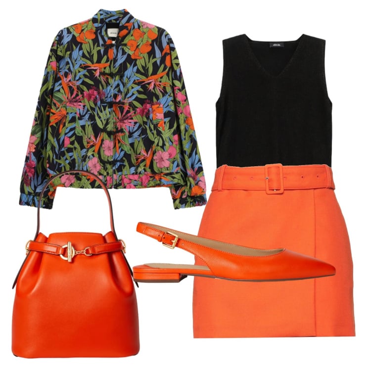 Outfit donna - 80 style. Stile Vintage retrò per Ufficio. Abbinamento con minigonne, top, bomber, borse a secchiello, ballerine.