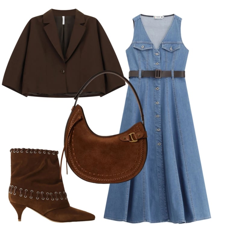 Outfit donna - Total look #2398463. Stile Vintage retrò per Tutti i giorni. Abbinamento con vestiti midi/longuette, blazer, stivali, borse a spalla.