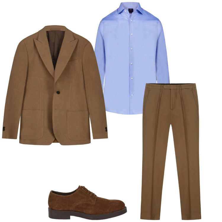 Outfit uomo - In ufficio. Stile Business/Elegante per Ufficio. Abbinamento con camicie, scarpe stringate, giacche, pantaloni.
