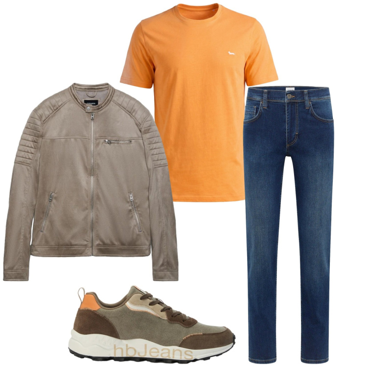 Outfit uomo - Total look #2398526. Stile Trendy per Tutti i giorni. Abbinamento con jeans dritti, giacche, t-shirt, sneakers.