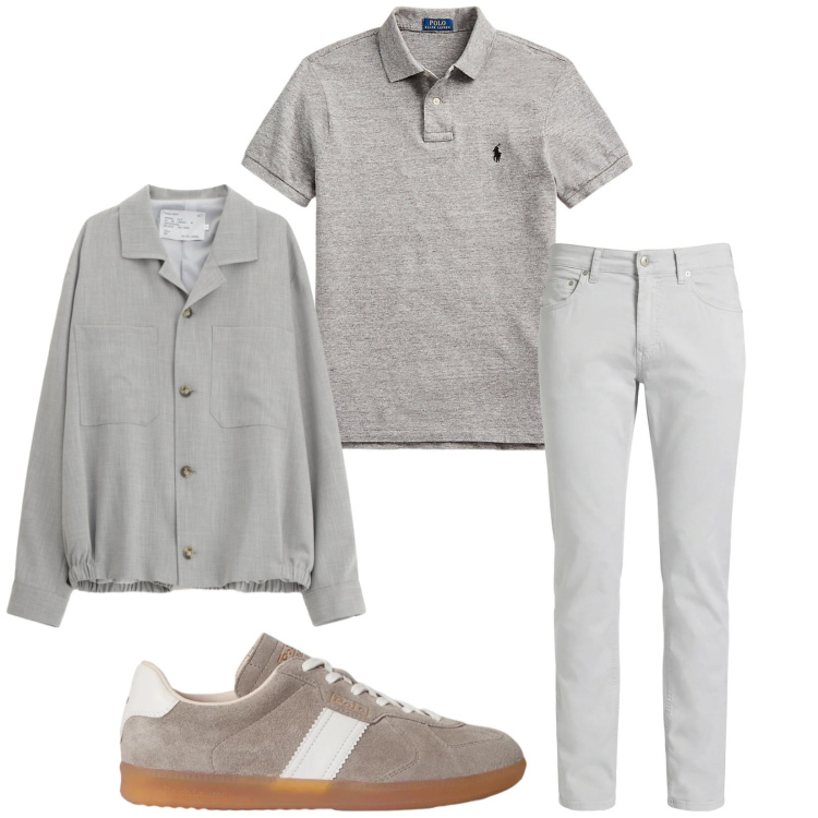 Outfit uomo - Total look #2398537. Stile Casual per Tutti i giorni. Abbinamento con cappotti, pantaloni, polo, sneakers.