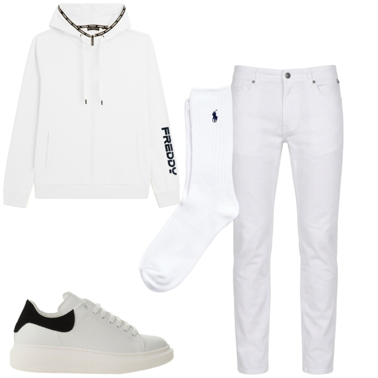 Outfit uomo - Total look #2398548. Stile Casual per Tutti i giorni. Abbinamento con sneakers, pantaloni, felpe con cappuccio, calzini.