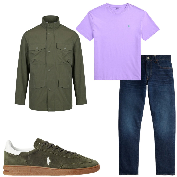 Outfit uomo - Total look #2398549. Stile Trendy per Tutti i giorni. Abbinamento con t-shirt, sneakers, jeans, giacche.