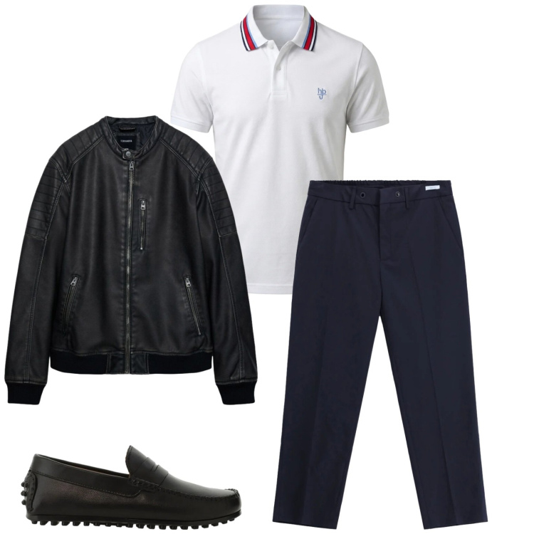 Outfit uomo - Total look #2398551. Stile Trendy per Tutti i giorni. Abbinamento con giacche, scarpe stringate, pantaloni, polo.