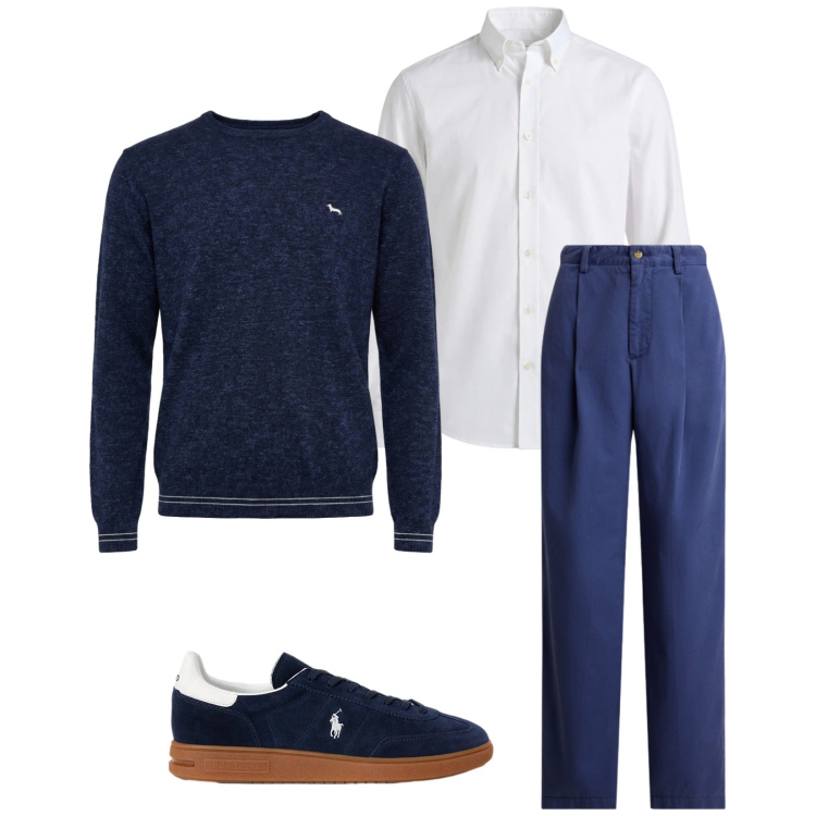 Outfit uomo - Total look #2398554. Stile Trendy per Serata speciale. Abbinamento con pullovers, camicie, sneakers, pantaloni.