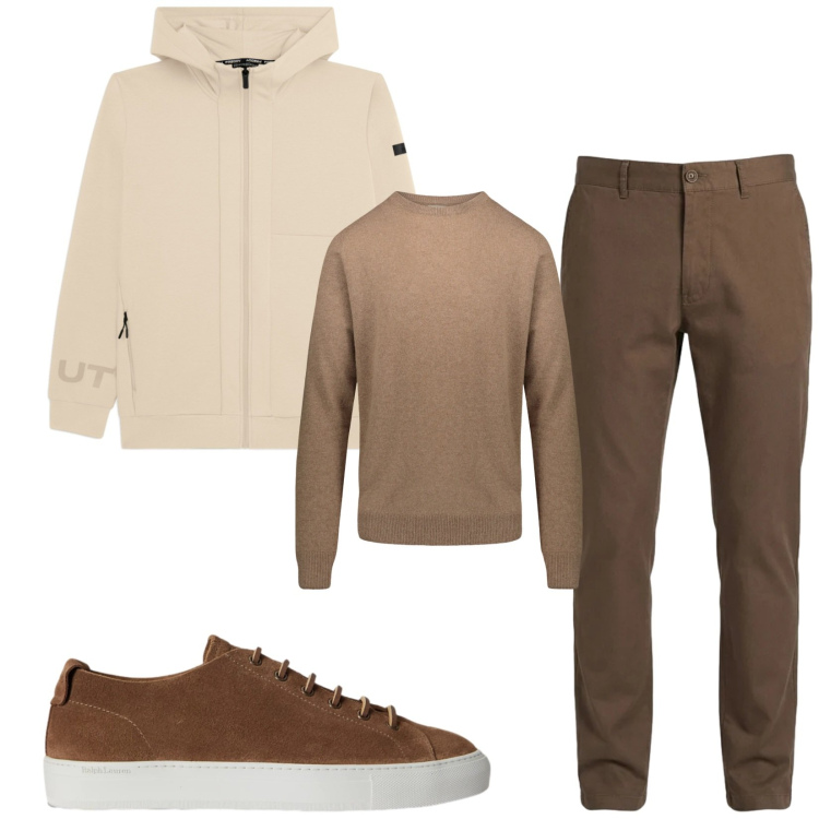 Outfit uomo - Total look #2398558. Stile Trendy per Tutti i giorni. Abbinamento con pantaloni, felpe con cappuccio, maglieria, sneakers.