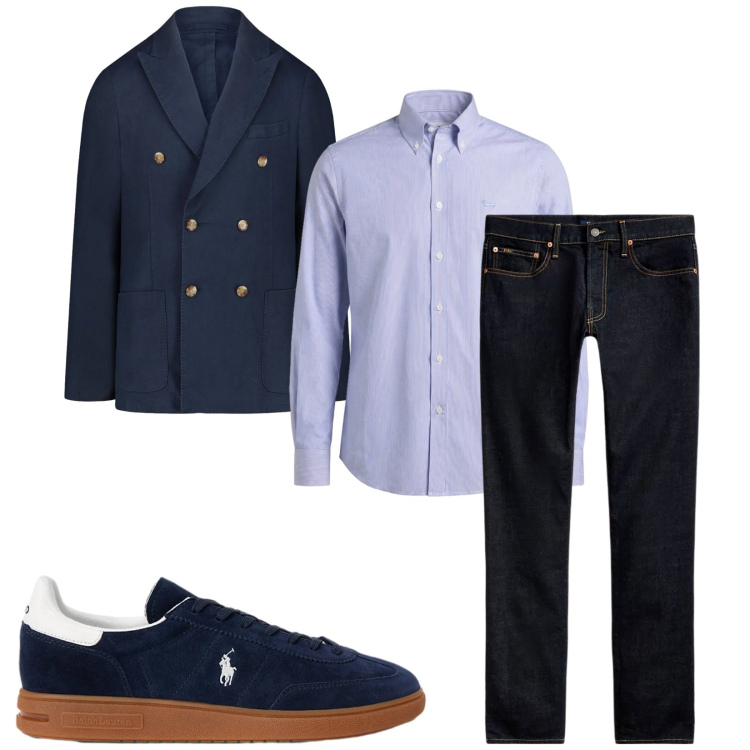 Outfit uomo - Total look #2398562. Stile Trendy per Serata speciale. Abbinamento con camicie, giacche, jeans, sneakers.