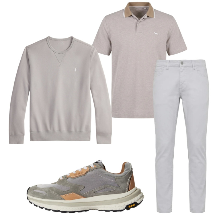 Outfit uomo - Total look #2398564. Stile Trendy per Tutti i giorni. Abbinamento con pantaloni, polo, felpe, sneakers.