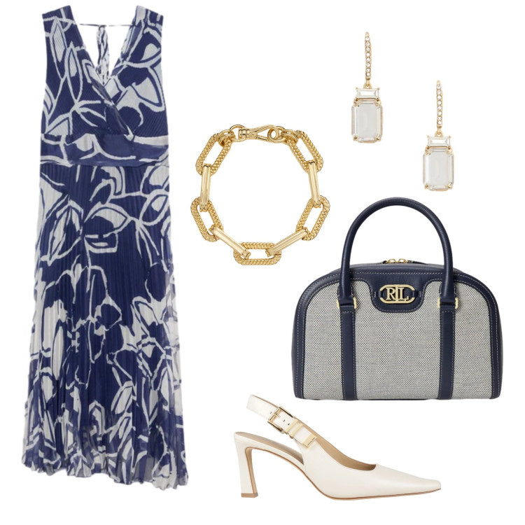 Outfit donna - Cerimonia. Stile Chic per Cerimonia. Abbinamento con décolleté, vestiti lunghi, orecchini, braccialetti, borse a mano.