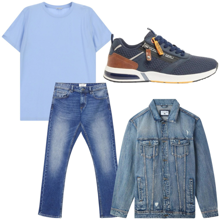 Outfit uomo - Denim lovers. Stile Urban per Tutti i giorni. Abbinamento con sneakers, giacche, jeans, t-shirt.