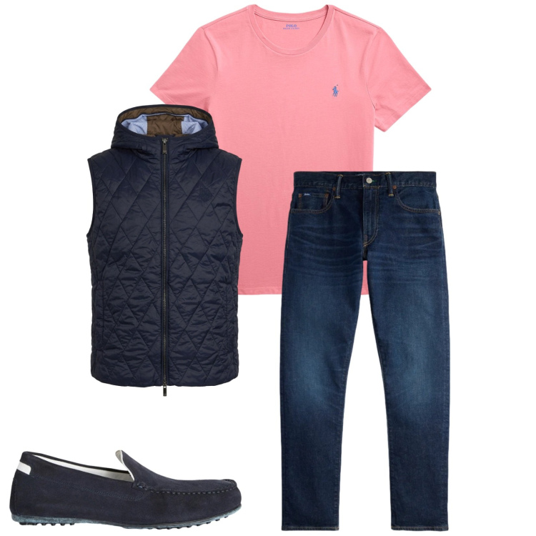 Outfit uomo - Total look #2398656. Stile Trendy per Tutti i giorni. Abbinamento con scarpe stringate, piumini, t-shirt, jeans.
