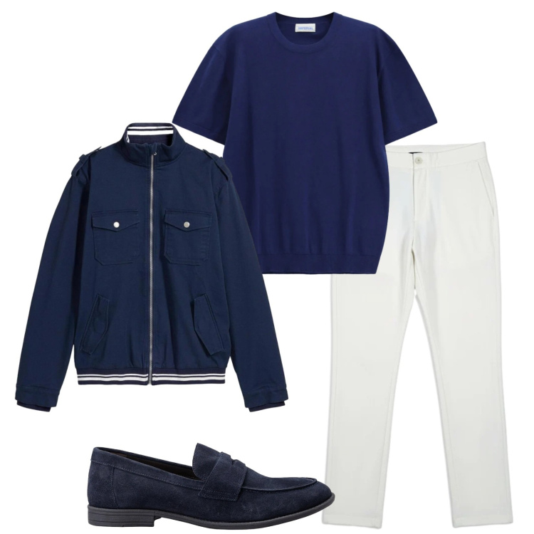 Outfit uomo - Total look #2398659. Stile Trendy per Tutti i giorni. Abbinamento con giacche, t-shirt, scarpe stringate, pantaloni.