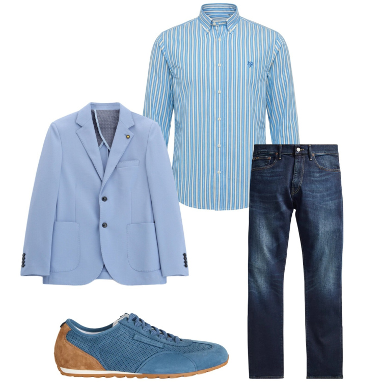 Outfit uomo - Total look #2398660. Stile Trendy per Serata speciale. Abbinamento con giacche, camicie, sneakers, jeans.