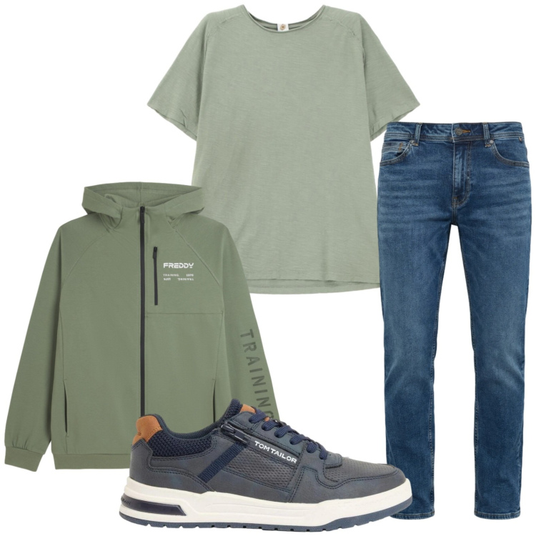 Outfit uomo - Jeans e felpa. Stile Trendy per Tutti i giorni. Abbinamento con sneakers, t-shirt, jeans, felpe con cappuccio.