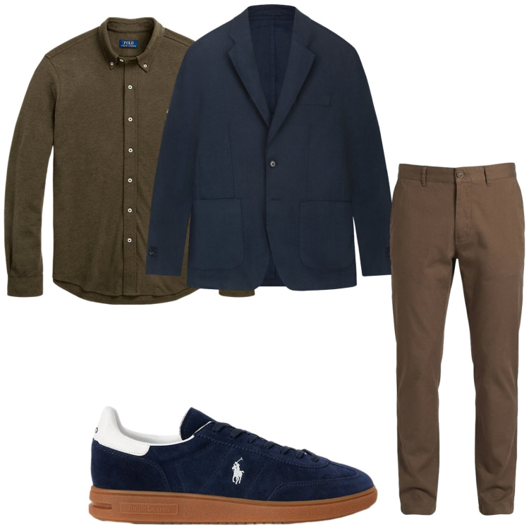 Outfit uomo - Versatile. Stile Trendy per Tutti i giorni. Abbinamento con pantaloni, giacche, camicie, sneakers.