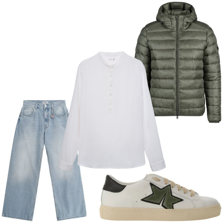 Outfit uomo - Sneakers sportiva. Stile Trendy per Tutti i giorni. Abbinamento con camicie, jeans, sneakers, giacche.