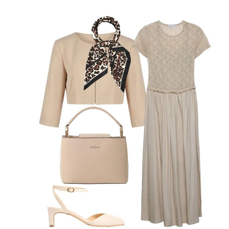 Outfit donna - Total look #2398710. Stile Chic per Cerimonia. Abbinamento con décolleté, foulard, vestiti lunghi, borse a secchiello, bolero.