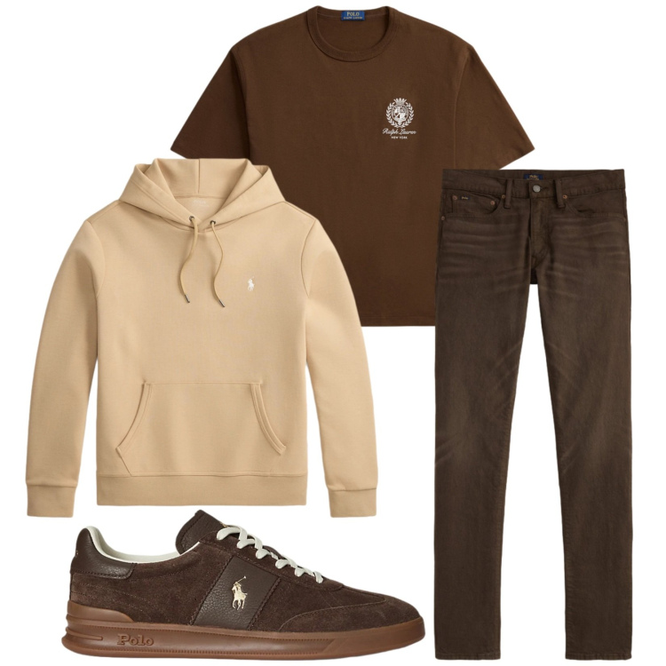 Outfit uomo - Total look #2398714. Stile Casual per Tutti i giorni. Abbinamento con sneakers, jeans, t-shirt, felpe con cappuccio.