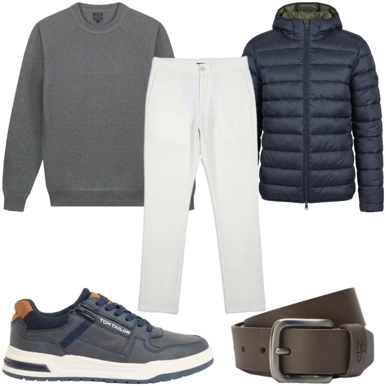 Outfit uomo - Total look #2398728. Stile Casual per Tutti i giorni. Abbinamento con sneakers, cinture, maglieria, giacche, pantaloni.
