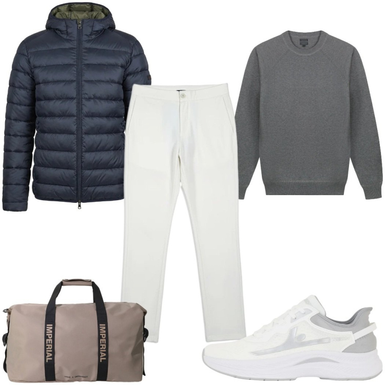 Outfit uomo - Total look #2398793. Stile Casual per Tutti i giorni. Abbinamento con borse sportive, sneakers, maglieria, giacche, pantaloni.