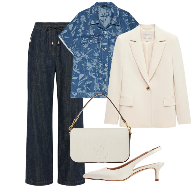 Outfit donna - Silhouette fluide e leggere - Focus Donn. Stile Bon Ton per Tutti i giorni. Abbinamento con pantaloni, blazer, camicie a manica corta, borse a spalla, décolleté.