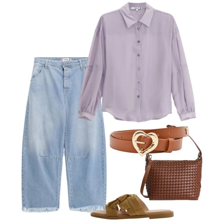 Outfit donna - Silhouette fluide e leggere - Focus Donn. Stile Basic per Tutti i giorni. Abbinamento con borse a spalla, jeans, camicie, sandali, cinture.