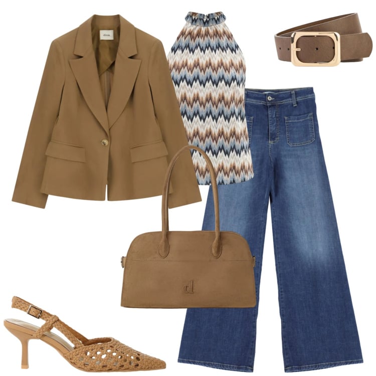 Outfit donna - Maggio. Stile Casual chic per Tutti i giorni. Abbinamento con cinture, jeans, décolleté, canottiere, cappotti, blazer.