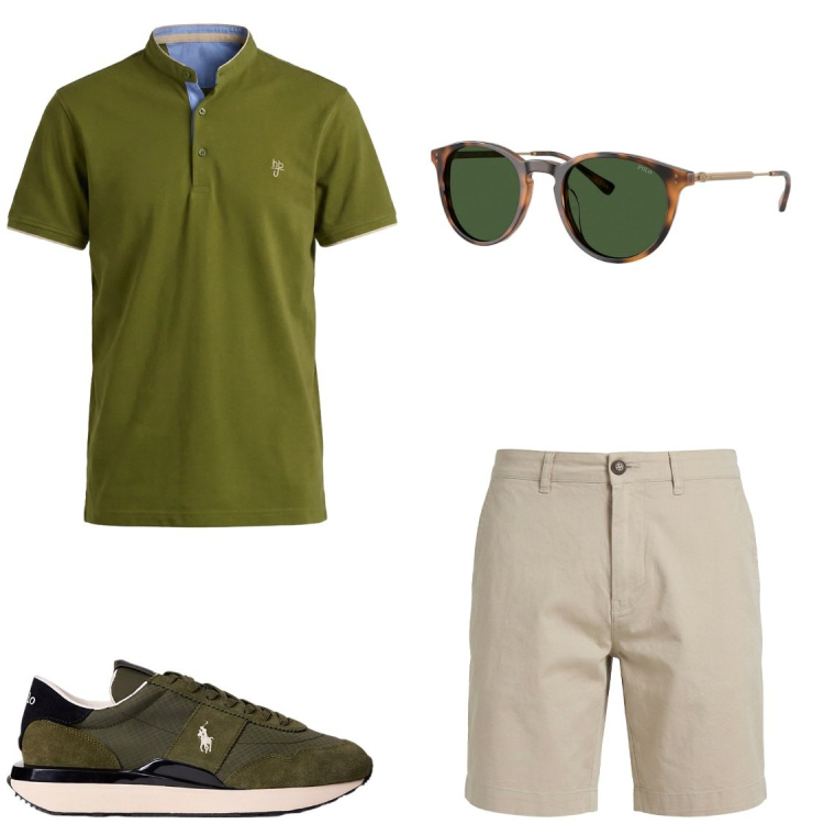 Outfit uomo - Casual ma con classe. Stile Casual per Tutti i giorni. Abbinamento con bermuda, polo, sneakers, occhiali da sole.