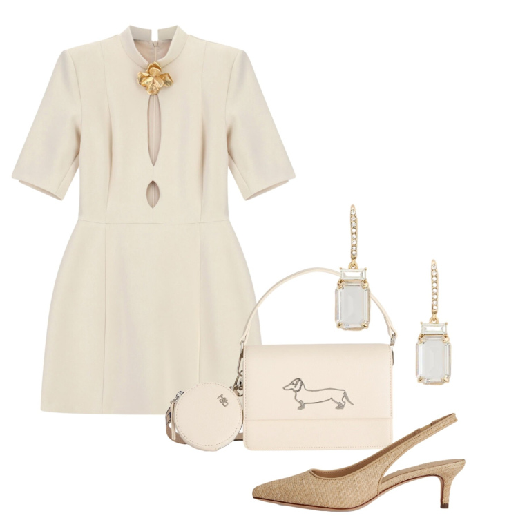 Outfit donna - Punto vita protagonista - Focus Donna Cu. Stile Glamour per Cerimonia. Abbinamento con borse a tracolla, vestiti corti, orecchini, décolleté.