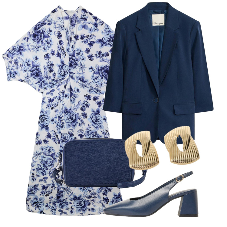 Outfit donna - Punto vita protagonista - Focus Donna Cu. Stile Bon Ton per Cerimonia. Abbinamento con blazer, borse a tracolla, décolleté, vestiti lunghi, orecchini.