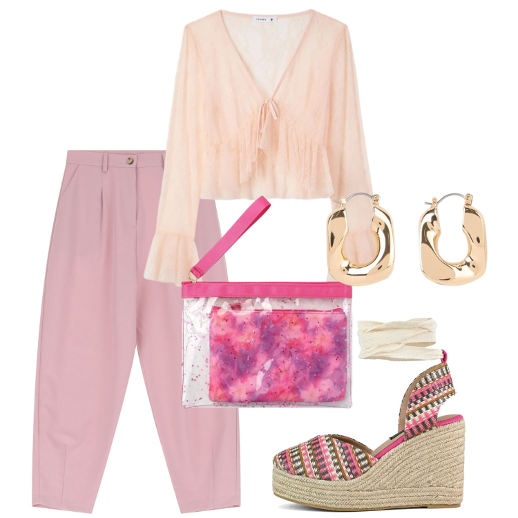 Outfit donna - Rouches e balloons. Stile Romantica per Tutti i giorni. Abbinamento con orecchini, pochette, bluse, pantaloni, zeppe.