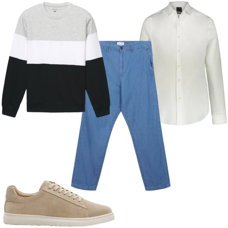 Outfit uomo - Total look #2398902. Stile Casual per Tutti i giorni. Abbinamento con sneakers, jeans, felpe, camicie.