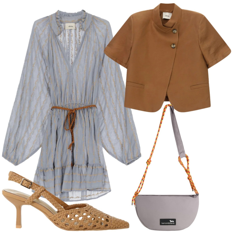 Outfit donna - Abito leggero. Stile Casual per Tutti i giorni. Abbinamento con borse a tracolla, décolleté, blazer, vestiti corti.