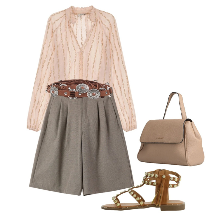 Outfit donna - Toni wood. Stile Bon Ton per Tutti i giorni. Abbinamento con zaini, bermuda, cinture, sandali, camicie.