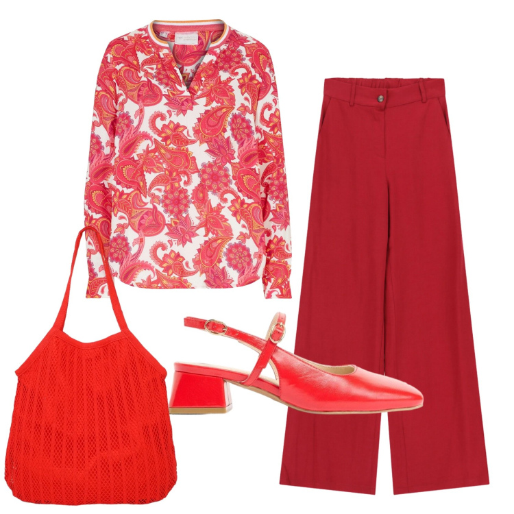 Outfit donna - Total look #2399003. Stile Casual chic per Ufficio. Abbinamento con tuniche, décolleté, shopping bag, pantaloni.
